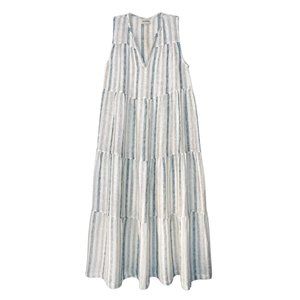 Sheer Stripe Sleeveless Maxi Dress, Smoke